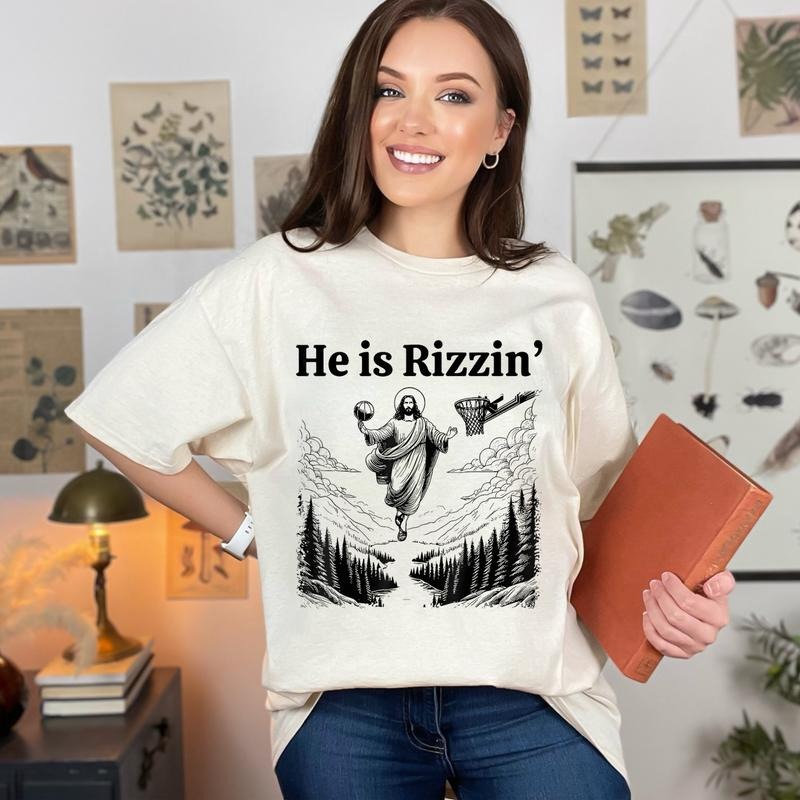 He is Rizzin Mens Shirt, He is Rizzin Easter Basketball, He is Rizzin Basketball Jesus, He is Rizzin Funny Easter, Rizzin...