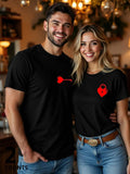 Heart & Key Print Couple Tee, Casual Fashion Round Neck Short Sleeve T-shirt for Daily Wear, Ladies Clothes for All...