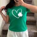 Heart Shamrock Shirt, Glitter Shamrock Baby Tee, St Patrick's Day Shirt, Glitter Lucky Shirt, Lucky Tee, Irish , Y2K...