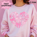 Heart Shape Bow Valentines day Crewneck ~ Sweatshirt Unisex Apparel Relaxed Fit Printed in the USA Clothing Womenswear...
