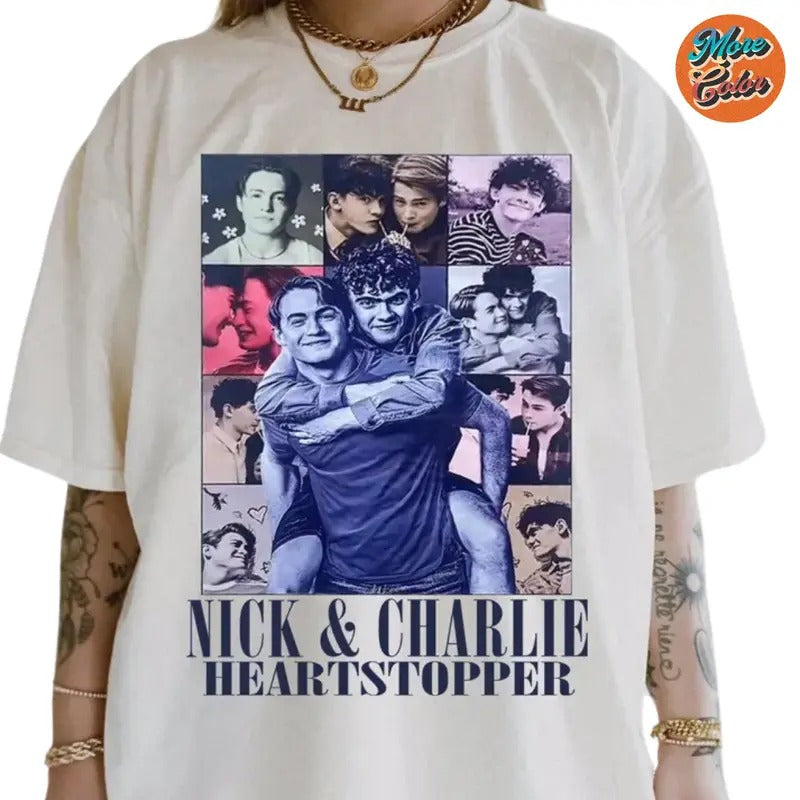 Heart Stopper Merch Nickk And Charliee Movie Vintage Shirts, Cotton Unisex T-Shirt, Crew Neck, Size S- 3XL, Menswear Top,...