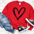 Heart Sweatshirts, Valentines Day Sweatshirt, Hand Drawn Heart Sweatshirt, Kindness Sweatshirt, Valentines Day Gift...