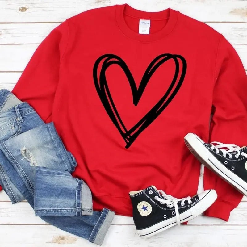 Heart Sweatshirts, Valentines Day Sweatshirt, Hand Drawn Heart Sweatshirt, Kindness Sweatshirt, Valentines Day Gift...