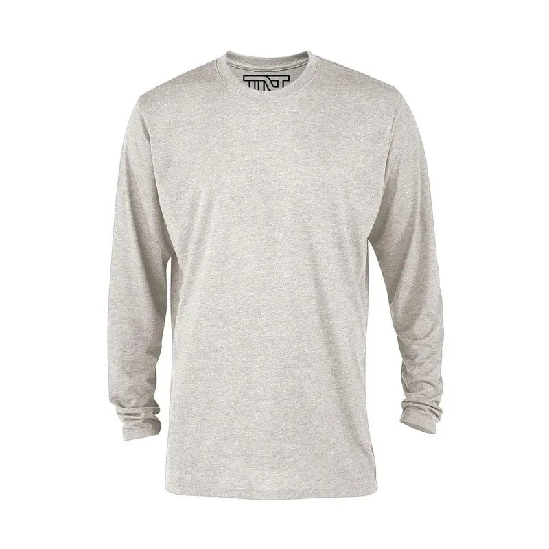 Heather Long Sleeve Tri-Blend T-Shirt - Oatmeal Hoodie, Sweatshirt | GrindPrints.com