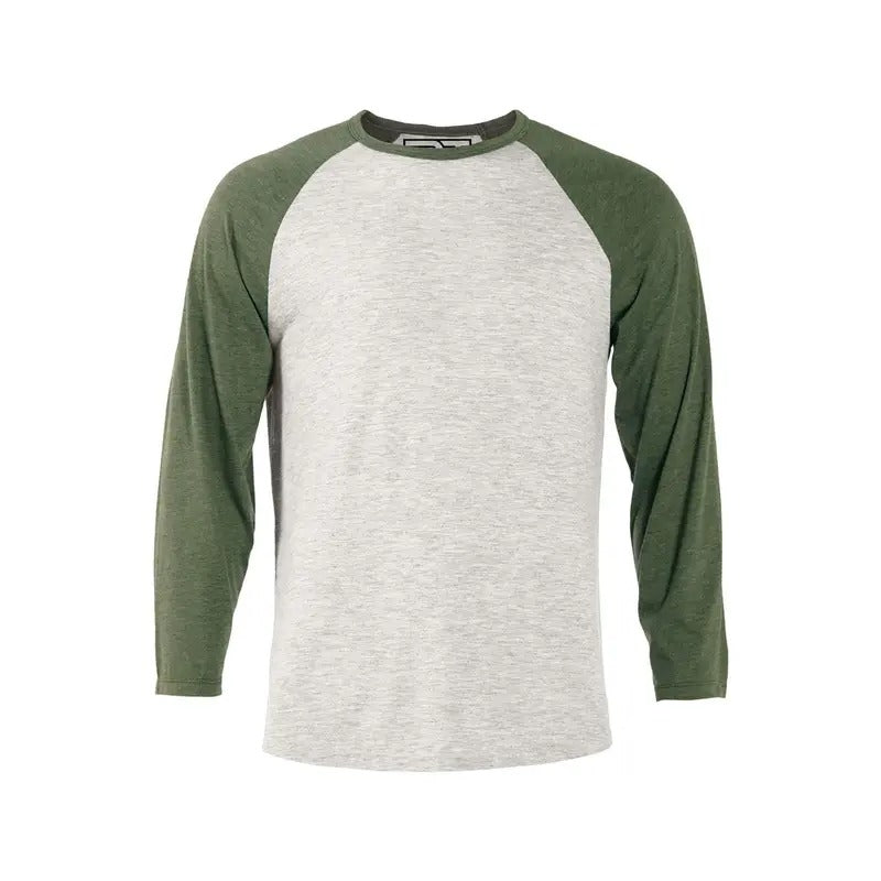 Heather Raglan T-Shirt - Oatmeal & Moss Hoodie, Sweatshirt | GrindPrints.com