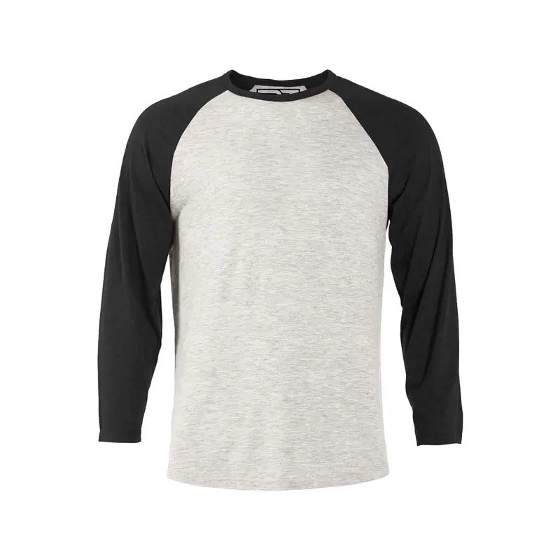 Heather Raglan T-Shirt - Oatmeal and Black Hoodie, Sweatshirt | GrindPrints.com