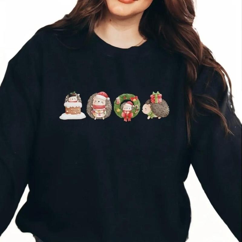 Hedgehog Christmas Sweatshirt, Winter Sweatshirt for Women T-Shirts, Hoodie | GrindPrints.com