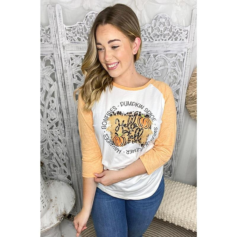 Hello Fall Raglan T-Shirts, Hoodie, Sweatshirt | GrindPrints.com