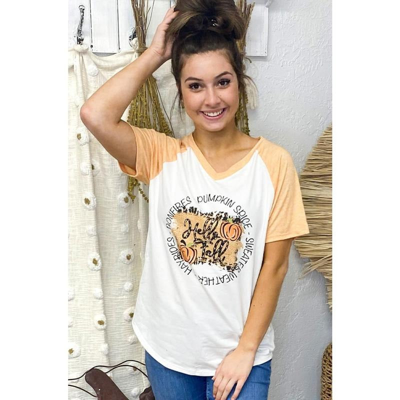 Hello Fall V-Neck T-Shirts, Hoodie, Sweatshirt | GrindPrints.com
