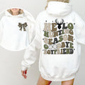 Hello Hunting Season Goodbye Boyfriend Camo Coquette Bow 2 Sides Sweatshirt, Girls Camo Bow Shirt Hoodie | GrindPrints.com