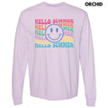 Hello Summer Happy Face Long Sleeve Comfort Colors T-Shirt 'NLB' Hoodie, Sweatshirt | GrindPrints.com