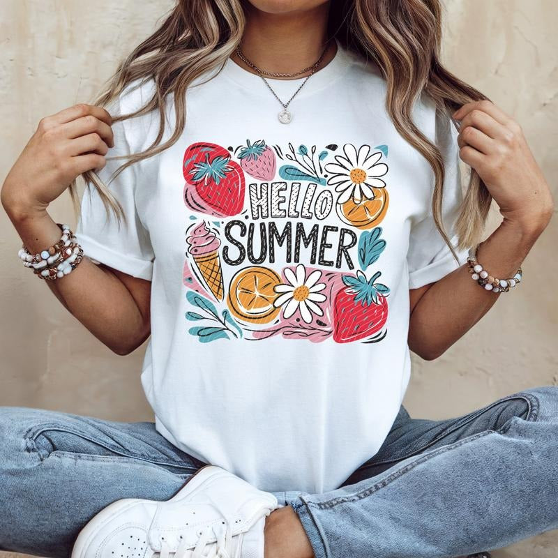 Hello Summer Square DTF Transfers - THIS IS NOT A SHIRT Hoodie, Sweatshirt | GrindPrints.com
