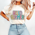 Hello Summer T-Shirt, Summer Vibes T-Shirt, Summer T-Shirt, Bright Doodle, Dalmatian Dots, Retro Summer T-Shirt, Beach...