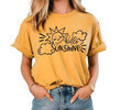Hello Sunshine Comfort Colors Tee Shirt Casual Yellow with Sun Design and "Hello Sunshine" Text, Comfortable Fit for...