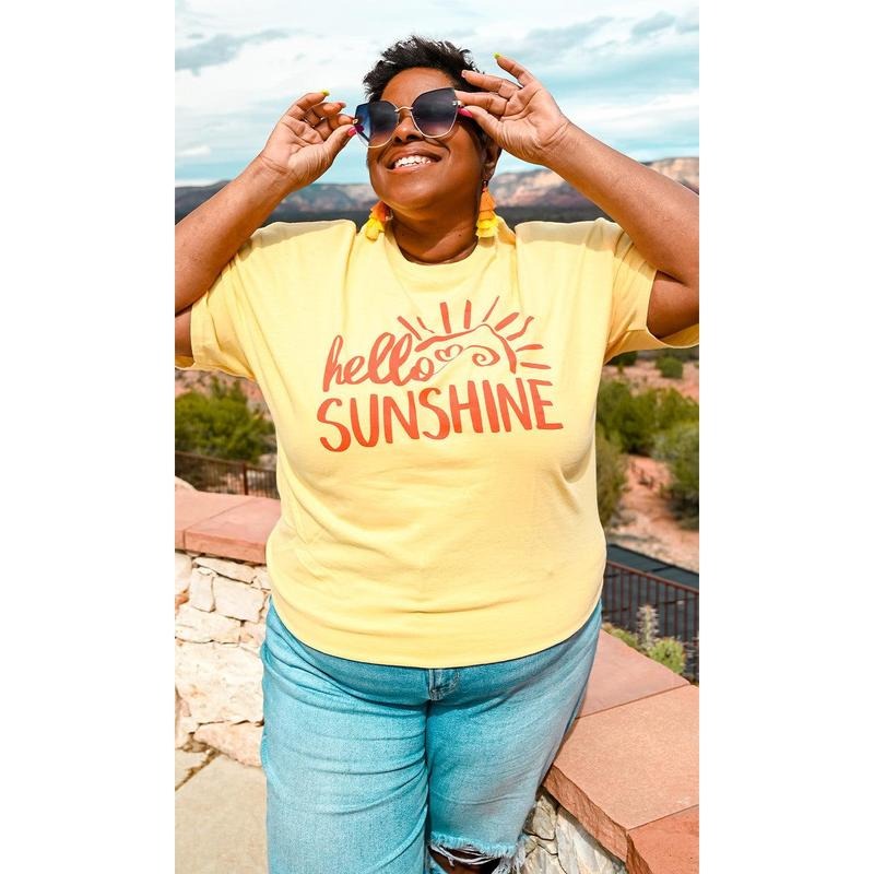 Hello Sunshine Graphic T-Shirt Hoodie, Sweatshirt | GrindPrints.com