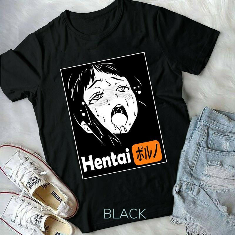 Hentai Waifu Ahegao Cute Sexy Girl Gothic Lewd Otaku Manga Anime Black T-Shirt S-4XL Hoodie, Sweatshirt | GrindPrints.com