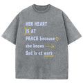 Her Heart Is At Peace Unisex Washed T-Shirt, Christian Jesus  t shirts, Vintage 90s Graphic Tee Gift Cotton Top...