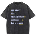 Her Heart Is At Peace Unisex Washed T-Shirt, Christian Jesus  t shirts, Vintage 90s Graphic Tee Gift Hoodie, Sweatshirt