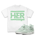 Her Match 4s Seafoam Outfits Sneakers, Unisex Cotton T-shirt, Y2K Graphic Tee, Fitted Crewneck for Modern Looks Hoodie,...