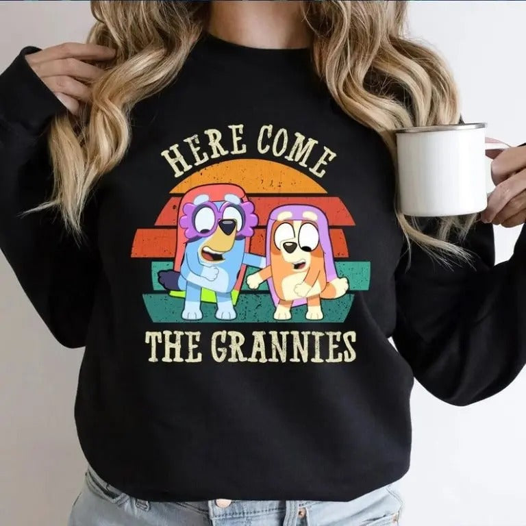 Here Come The Grannies Bluey Dad Shirt Hoodie, Sweatshirt | GrindPrints.com