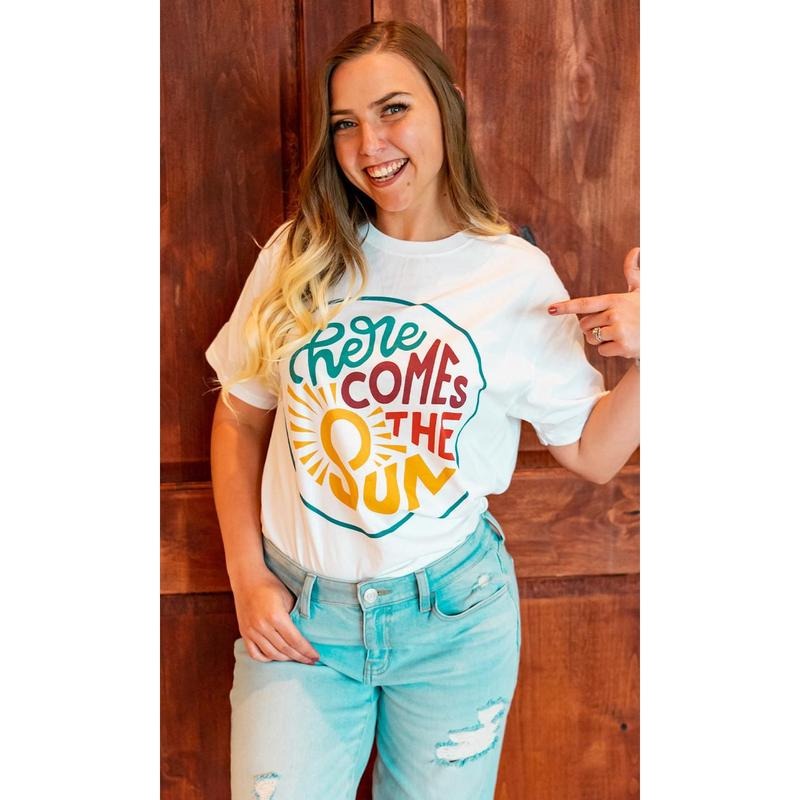 Here Comes the Sun Graphic T-Shirt Hoodie, Sweatshirt | GrindPrints.com