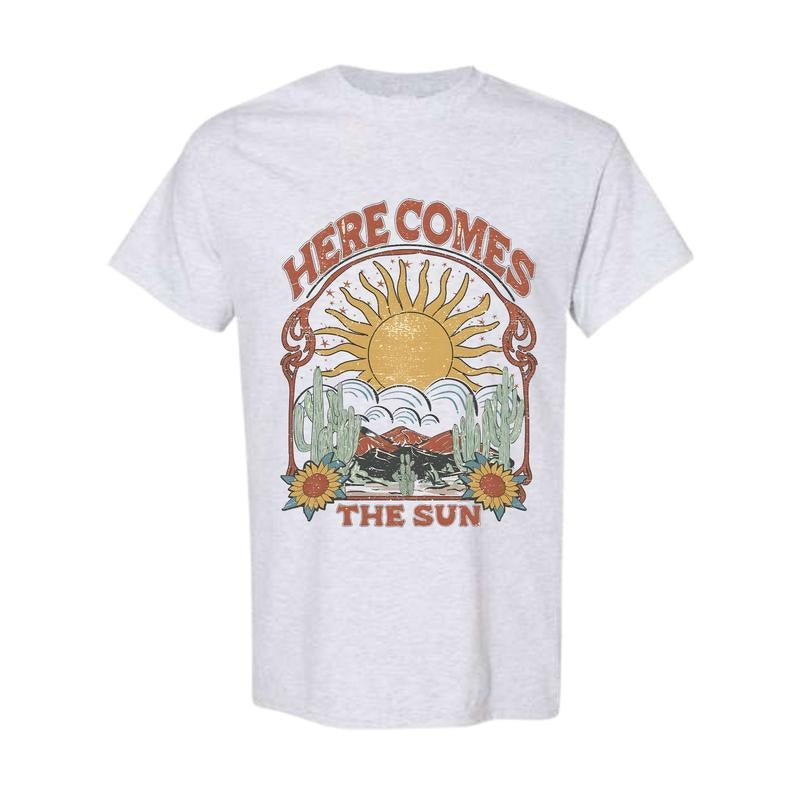Here Comes the Sun Tee, Retro Style T-Shirt, Hippie Tee, Vintage Inspired Cotton T-shirt, Comfort Colors T-shirt Hoodie,...