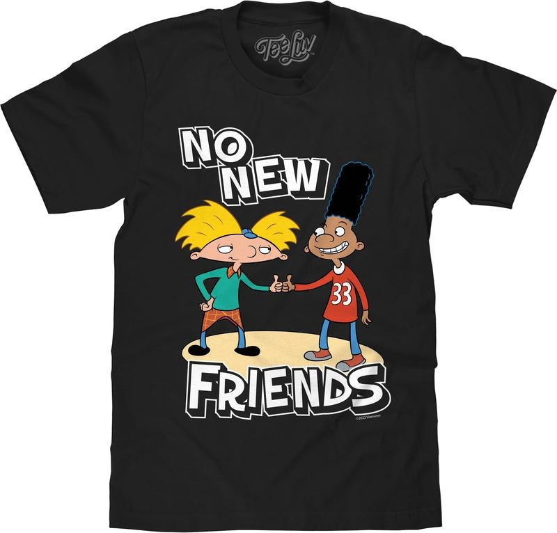 Hey Arnold No New Friends Arnold and Gerald T-Shirt - Black graphic tee Hoodie, Sweatshirt | GrindPrints.com
