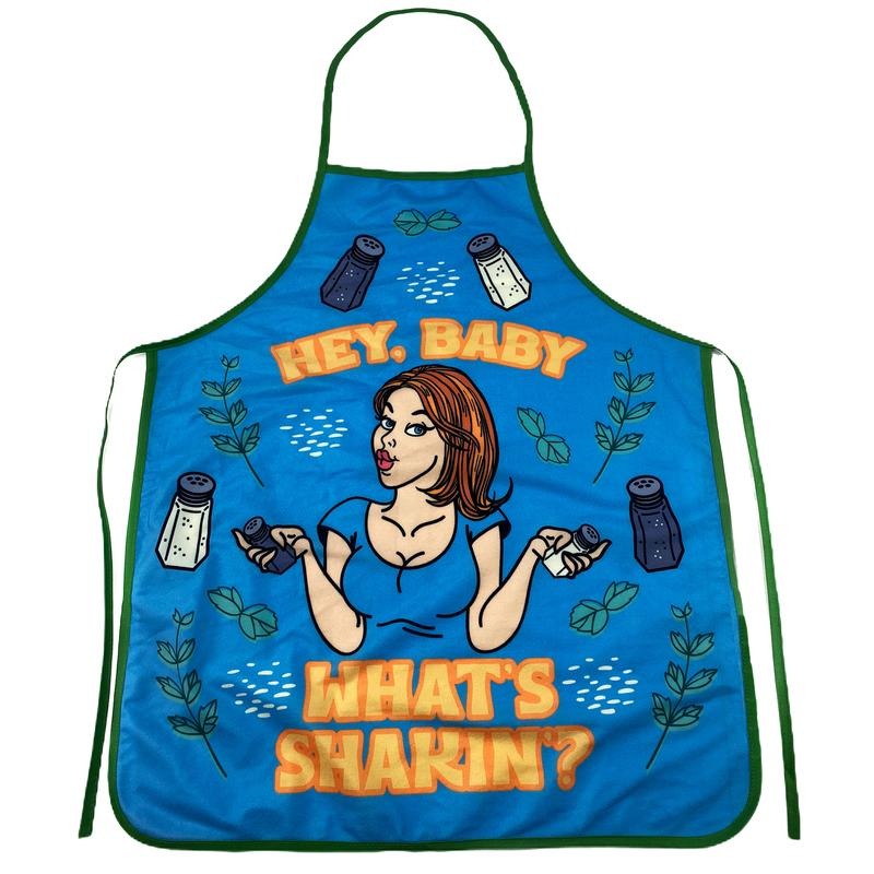 Hey Baby What's Shakin Apron Funny Salt And Pepper Babe Graphic Novelty Kitchen Smock Funny Graphic Kitchenwear Funny...