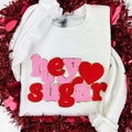Hey Sugar Chenille Patch Sweatshirt -- WHITE T-Shirts, Hoodie | GrindPrints.com
