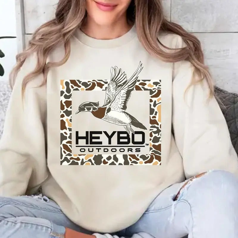 Heybo Outdoors Phesant Ducks Camoflauge Bottomland Unisex Hoodie - Sweater - T-shirt Sweatshirt | GrindPrints.com