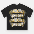 High quality Gold & Diamond Grills Print T-Shirt, Y2k Clothing, Unisex Cotton Crewneck T-Shirt
