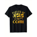 High quality Men's Crewneck T-shirt Cool Coffee & Jesus Art Men's Christian Coffee Lover T-shirt Everything goes with it...