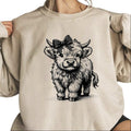 Highland Cow With Bow Sweatshirt Unisex, Cow Clipart, Highland Cow Farm Animal Unisex T-shirt Hoodie | GrindPrints.com