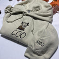Highland Cow embroidered hoodie; Highland COO embroidered hoodie; Highland COO with MOO embroidered on the cuff of the...