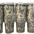 Highland cow with sunflowers laser engraved tumbler Drinkware Flasks T-Shirts, Hoodie, Sweatshirt | GrindPrints.com