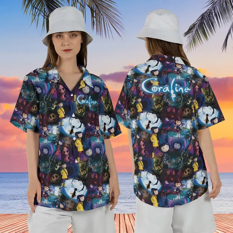 Coraline Hawaiian Shirt Halloween Movie Hawaii Shirt Coraline Doll Hawaii Coraline Stuff Button Eyes Coraline Shirt Coraline Her Him Valentine T-Shirts, Hoodie, Sweatshirt