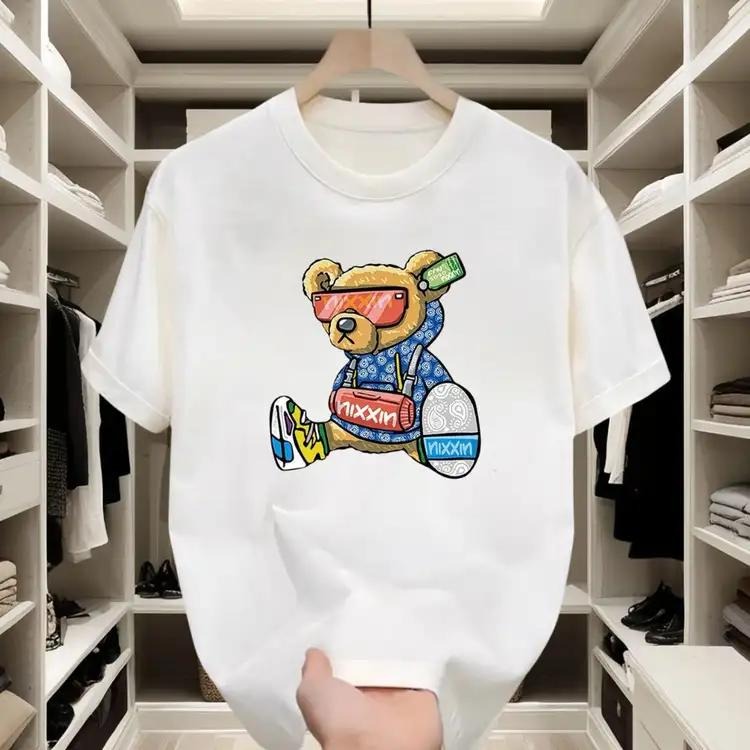 Hip - hop Style Cotton T - shirt |   Trendy Bear Print for Street Outings Hoodie, Sweatshirt | GrindPrints.com
