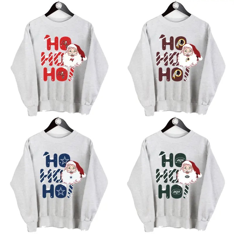 Ho Ho Ho Santa All Team Football Sweatshirt, Christmas Football Team T-Shirts, Hoodie | GrindPrints.com
