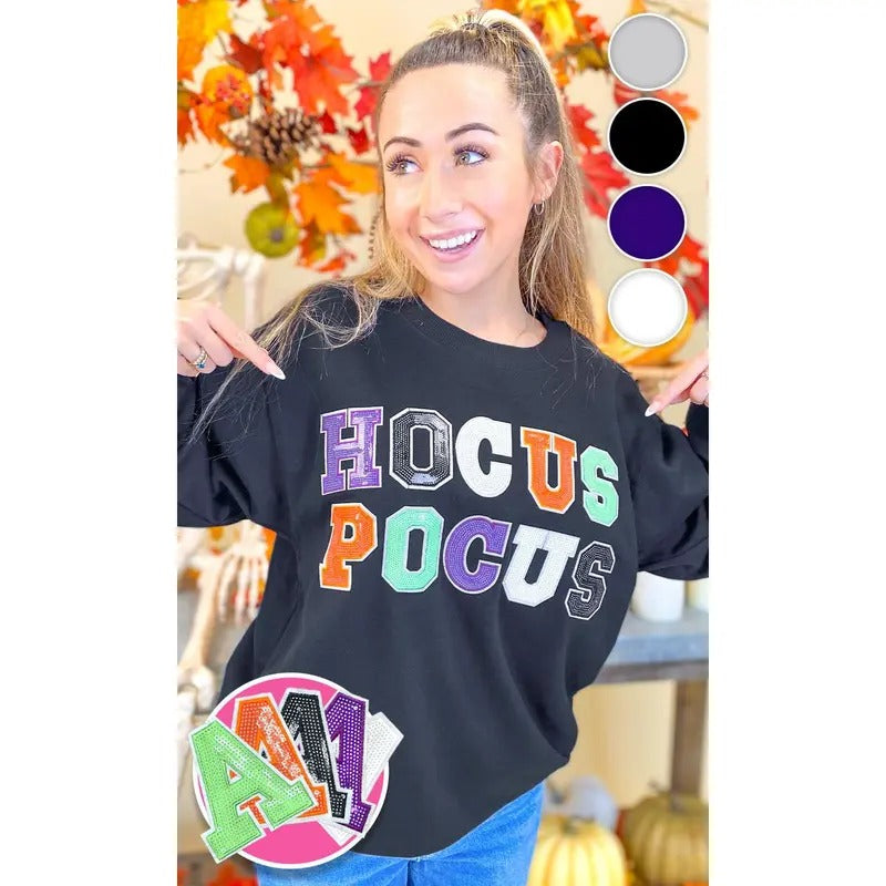 Hocus Pocus Halloween Sequin Graphic Sweatshirt T-Shirts, Hoodie | GrindPrints.com