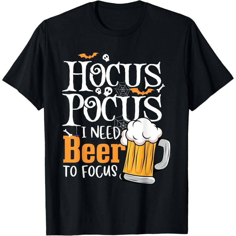Hocus Pocus I Need Beer To Focus Funny Beer Halloween T-Shirt  made in us Hoodie, Sweatshirt | GrindPrints.com