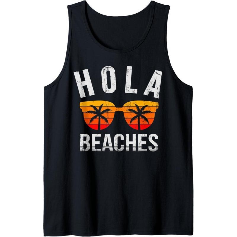 Hola Beaches Tank Top Funny Beach Vacation Shirt Summer Tank Top Made in USA Hoodie, Sweatshirt | GrindPrints.com