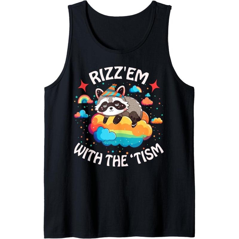 Hold On Autism Funny Riz'Em Opossum Raccoon Meme Tank Top MADE IN USA T-Shirts, Hoodie, Sweatshirt | GrindPrints.com