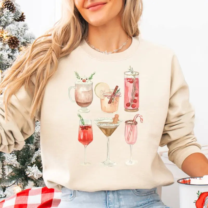 'Holiday Drinks' Crewneck Sweatshirt T-Shirts, Hoodie | GrindPrints.com