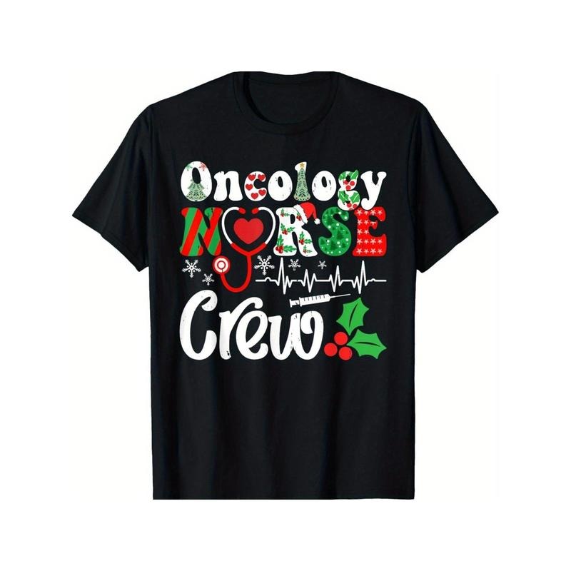 Xmas Oncology Nurse Crew Squad Halloween New Year Thanksgiving Day Dad Mom Friend Soft Fabric 100% Cotton Black Made USA T-Shirts, Hoodie, Sweatshirt