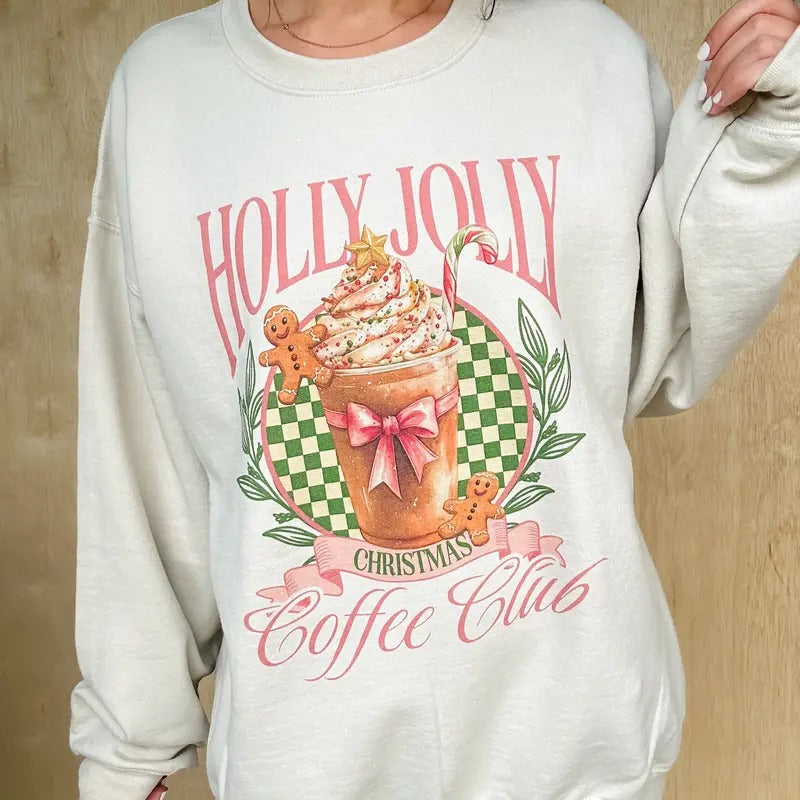 Holly Jolly Coffee Club Graphic Top T-Shirts, Hoodie, Sweatshirt | GrindPrints.com