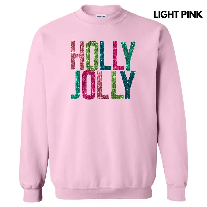 Holly Jolly FAKE Sequins Sweatshirt T-Shirts, Hoodie | GrindPrints.com
