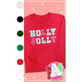 Holly Jolly Sequin Christmas Youth Graphic Long Sleeve T-Shirt Hoodie, Sweatshirt | GrindPrints.com