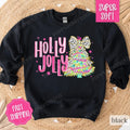Holly Jolly Sweatshirt, Cute Christmas Sweater, Women's Holiday Crewneck T-Shirts, Hoodie | GrindPrints.com