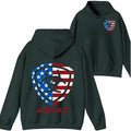 Ariat Shirt/Sweatshirt/Hoodie- American Flag Emblem Design, Perfect for Patriotic Style and Outdoor Activities. Sweaters...
