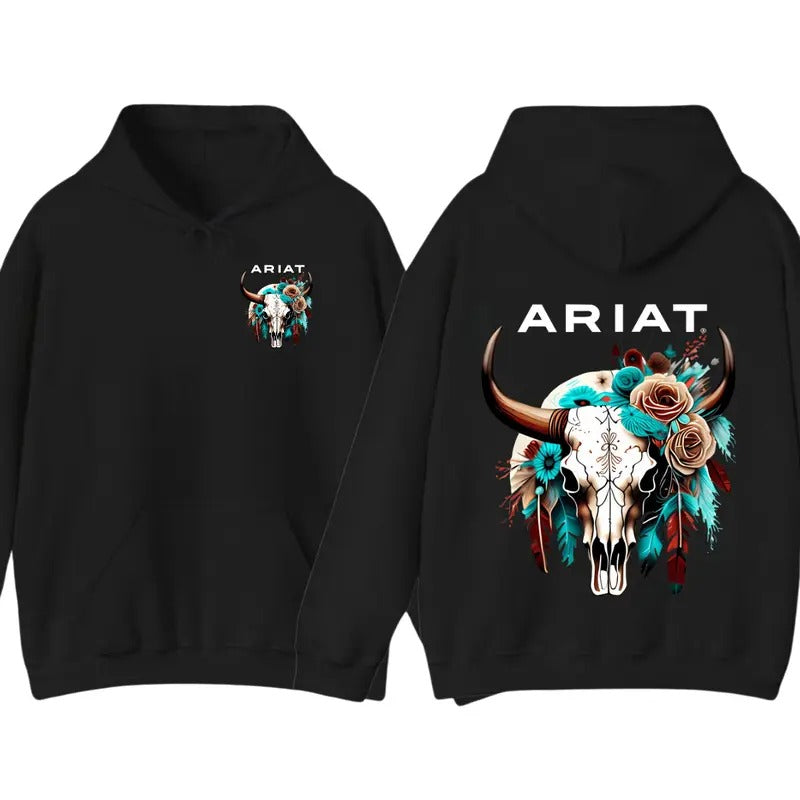 Ariat Shirt Wild Bull Skull Intricate Floral Patterns Outdoor Adventures. Menswear Tops T-Shirts, Hoodie, Sweatshirt
